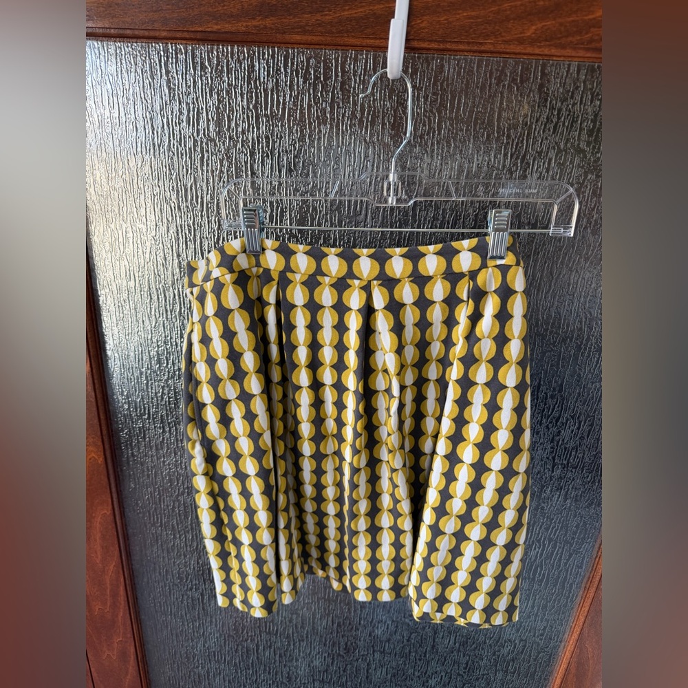 Boden Size 14US Mustard Geo Print Skirt | Back Zip